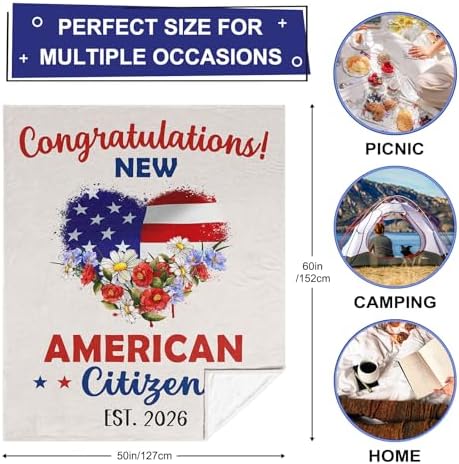 US American Citizenship Gift Ideas, New American Citizen Gifts Blanket - Image 7