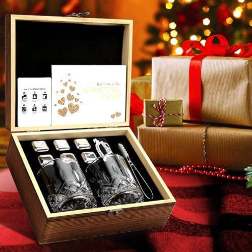 Whiskey Stones and Whiskey Glasses Set of 2, Cool Bourbon Gifts for Men - Image 4