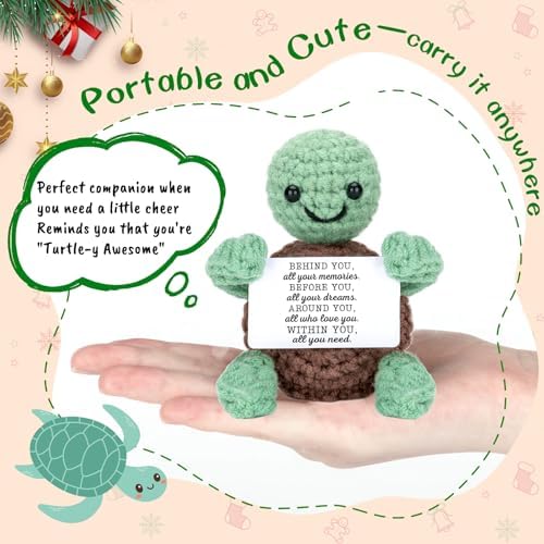 4THFARMES Mini Funny Turtle Graduation Gift for Her Him College High Middle Elementary School Preschool Kindergarten Graduation Gifts, 2026 Graduates Handmade Emotional Positive Crochet Turtle - Image 2