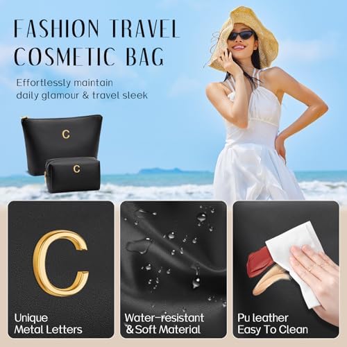 Gifts for Women Girls Personalized Initial Travel Makeup Bag - Image 3