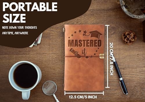 InnoBeta Master Degree Graduation Gifts, Leather Journal Notebook with Pen, Men, Birthday, Refillable Sketchbook, Travel Diary, Lined Planner, 7x5 Inches, Black - Image 4