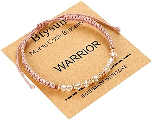 Morse Code Bracelets for Women Mothers Day Gifts 2026 Graduation Gifts Mom Birthday Gift Pink Braided Bracelets Teen Trendy Stuff Inspirational Best Friend Birthday Gifts for Daughter Girlfriend Christmas Stocking Stuffers Jewelry by BTYSUN