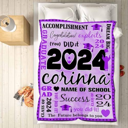 Personalized Picture Blanket for Class of 2024 Graduates Soft College Graduation Gifts for Women, Custom Picture Blankets Congratulations Graduation Gifts 32x48inch - Image 5