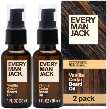 Every Man Jack Hydrating Beard Oil for Men, Vanilla Cedar, 1oz (2pk) by EveryManJack