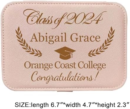 Personalized Graduation Gifts for Her - Custom Jewelry Box w/ Name & Grad Year, 2024 High School College Graduation Gifts for Women Girls - Customized Jewelry Travel Case for Friends Daughter - Image 2