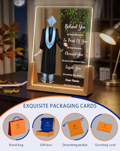 Personalized Name Graduation Gifts Custom Night Light LED Table Lamp Portrait Creator for Him 2026 University High School Keepsake(Boy D) - Image 4