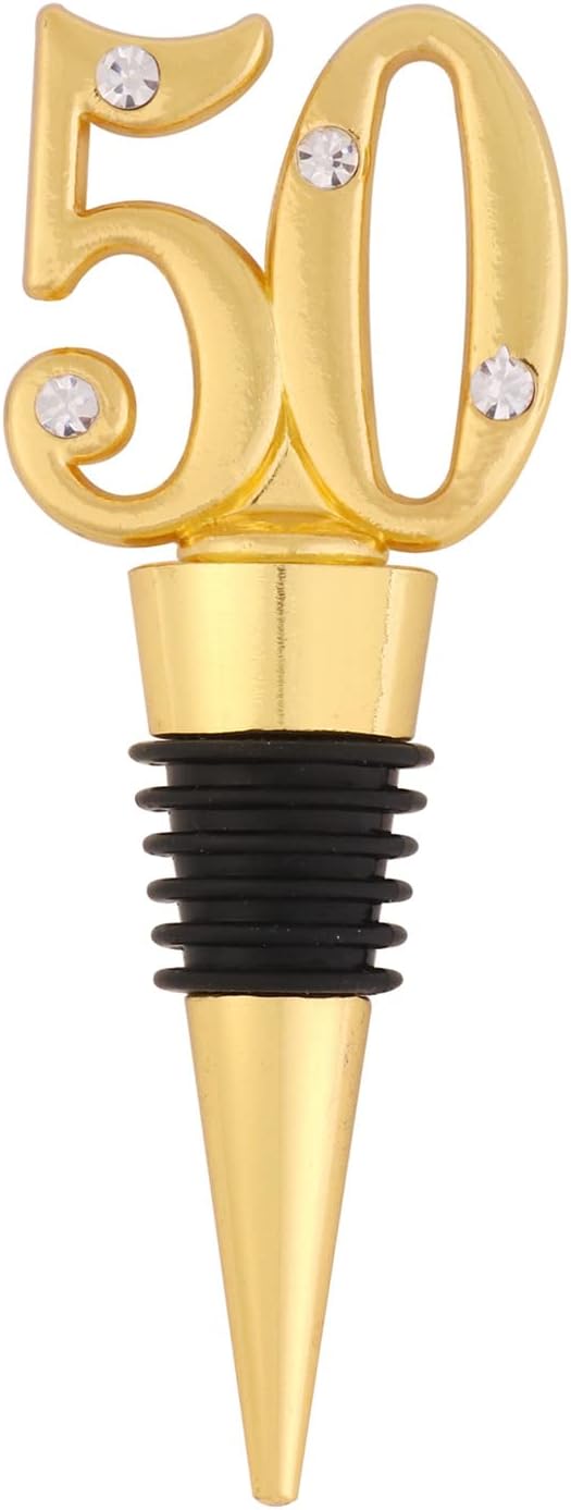 24-Pack 50 Wine Bottle Stopper for 50th Wedding Birthday Party Decoration 50 Years Old Wine Stopper Fun Gift for Wine Lovers (Gold 50th)