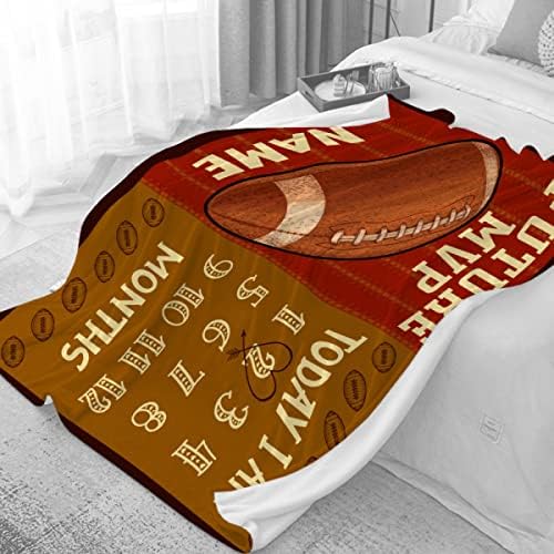 Personalized Baby Month Blanket Name Blanket Name Blanket | Monthly Milestone Blanket for Newborn Boy Girl | 30"x40" | Rugby Football Customized Throw Blanket with Name for Souvenir Gift - Image 2
