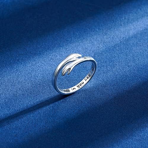 Yesteel S925 Sterling Silver Hug Ring for Women Teen Girls, Adjustable Ring Jewelry Mothers Day Birthday Gifts for Daughters Mom Sister Wife Friends Grandma - Image 6