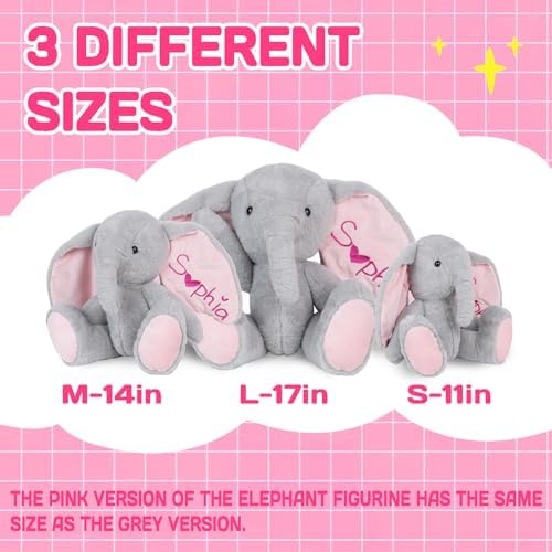 Personalized Plush Elephant with Embroidered Name, Custom Elephant Stuffed Animal, Personalized Baby Girl Toys, 1-14 Year Old Girls Easter Birthday Gifts for Baby Boys Girls Toddlers Newborn - Image 6