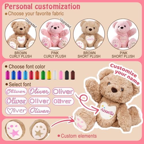 Personalized Teddy Bear Stuffed Animal with Embroidered Name, Custom Bear Stuffed Animal, Personalized Baby Bear Toys, 1-14 Year Old Girls Christmas Birthday Gifts for Baby Boys Girls Toddlers - Image 6