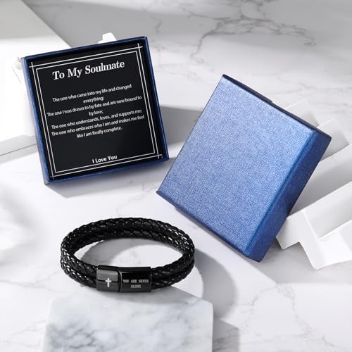 Christian Bracelet for Men, Bible Verse Leather Cross Gift for Men - Image 5