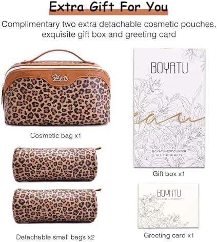 BOYATU Travel Makeup Bag Organizer: 3 Pcs Leopard Cometic Bag Set for Women - Image 5