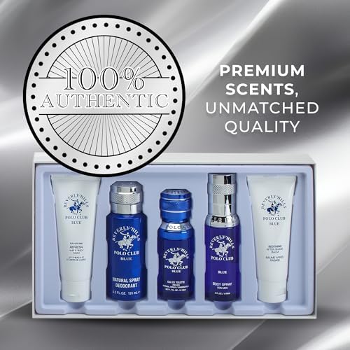 Beverly Hills Polo Club BHPC Cologne 5 Piece Gift Set for Men | Eau de Toillete, Deodorant, Shower Gel, Body Wash, Body Spray Fragrances (Blue) - Image 6