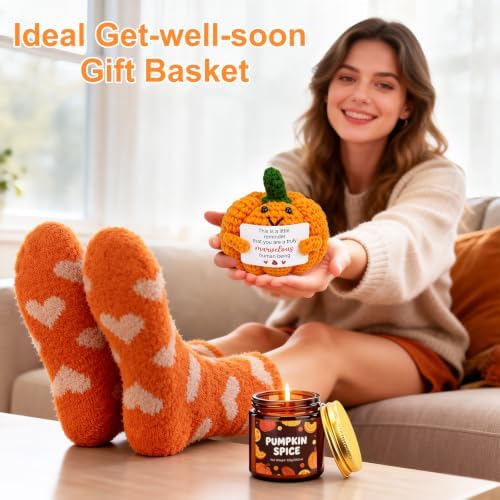 Fall Gifts Baskets for Women, Pumpkin Themed Get Well Package for Her - Image 6