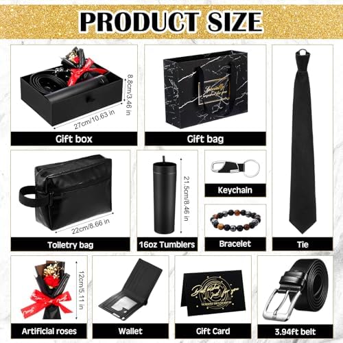 Tioncy 10 Pcs Mens Gift Set, 16oz Tumbler Wallet Belt Tie,General - Image 2