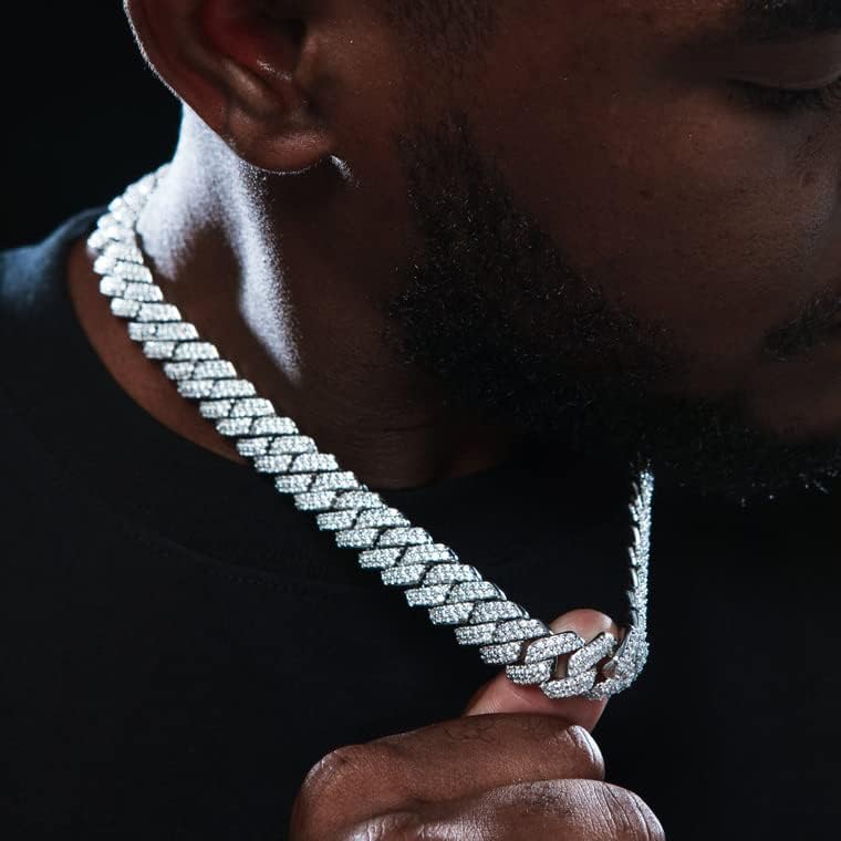 Mens Cuban Link Chain Miami Cuban Necklace 18K Gold Silver Chain For Men Women 14mm Iced Out Hip Hop Jewelry - Image 3