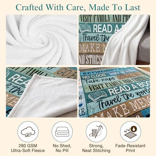 WRAPIX Retirement Gift for Woman Men - Fleece Throw Blanket 60x80 in - Image 5