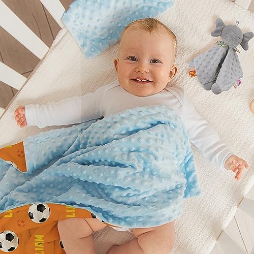 Custom Soccer Blanket - Personalized Name with Soccer Patterns - Soft Plush Flannel Blanket with Double Layer Dotted Backing for Baby Toddler Kids Teen Boys Girls Gifts Orange - Image 5