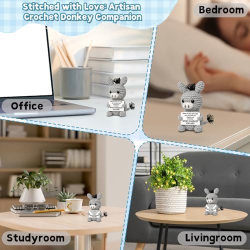 Funny Graduation Positive Badass Donkey Crochet Animals, Motivational Gift for Women Men Coworkers, Best Friends - Uplifting Support Small Fathers Day Holiday Basket Stuffer for Grandkids - Image 5