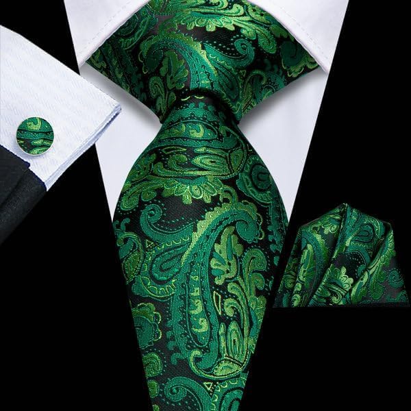 Hi-Tie Lot 5 Pcs Gift Box Mens Tie Set Necktie with Pocket Square Cufflinks Silk Neck Tie Collection - Image 3