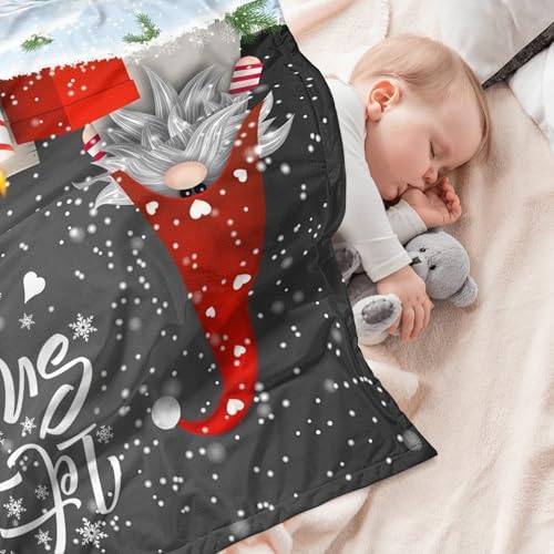 Christmas Baby Blanket 30x40 Inches, Merry Christmas Gnome Xmas Gifts Winter Snowflakes Design Soft Flannel Throw Blanket for Crib, Stroller, Couch, Bed - Cozy Warm Nursery & Home Decor for Kids Adult - Image 4