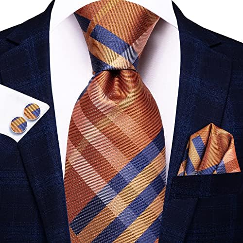 Hi-Tie Lot 5 Pcs Gift Box Mens Tie Set Necktie with Pocket Square Cufflinks Silk Neck Tie Collection - Image 2