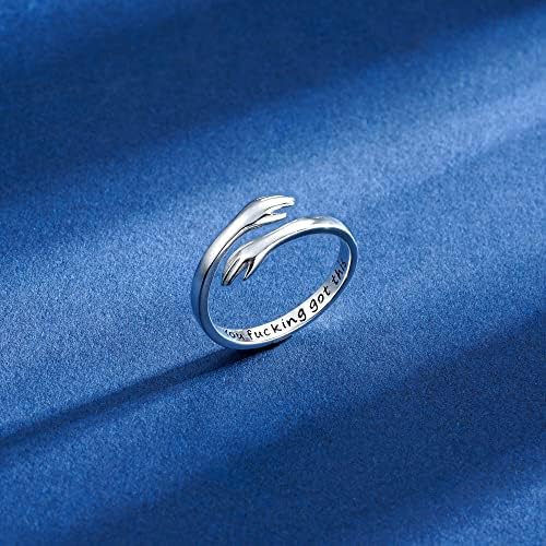 Yesteel S925 Sterling Silver Hug Ring for Women Teen Girls, Adjustable Ring Jewelry Mothers Day Birthday Gifts for Daughters Mom Sister Wife Friends Grandma - Image 3