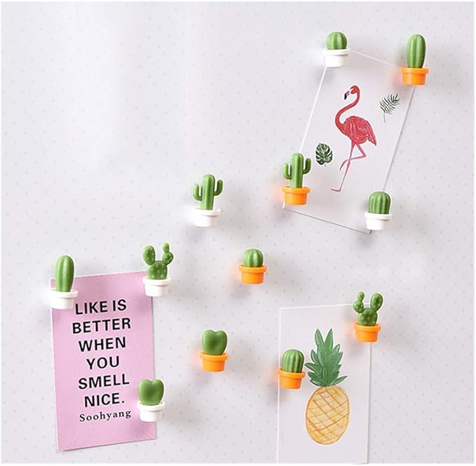 Refrigerator Magnet Kitchen Magnet Office Magnet whiteboard and Dry Cleaning Board, Lovely and Colorful Potted Design 12 Sets Cactus2