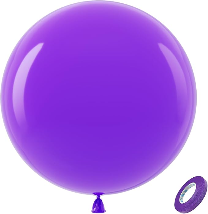 Bezente Purple Giant Balloons 36 Inch - 8 Pack Jumbo Purple Balloons Large Round Black Latex Balloons for Birthday Graduation Bridal Shower Wedding Halloween Party Decoration
