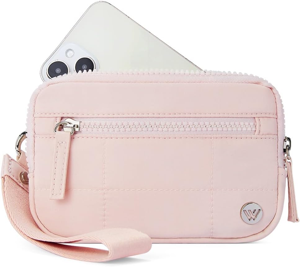 WESTBRONCO Wristlet Wallets for Women Nylon Quilted RFID Wallet with 3 Zipper Purse for Travel