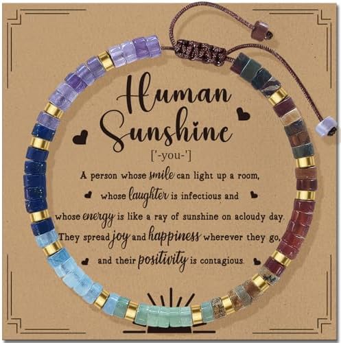 Inspirational Christmas Bracelet Gifts for Women: Healing Natural Stone Bracelet - Thinking of You Get Well Soon Birthday Gifts for Friend Sister Bestie BFF by ZOKCC