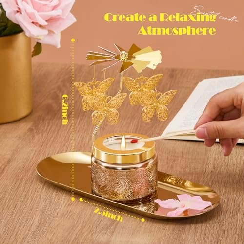 Curimama Rose Butterfly Rotating Scented Candle Gift for Women Mom - Image 4