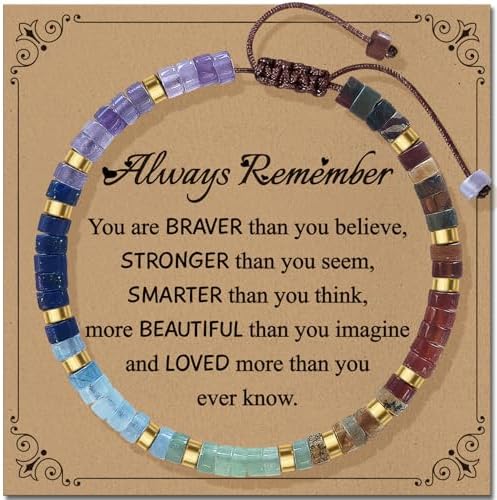 Inspirational Christmas Bracelet Gifts for Women: Healing Natural Stone Bracelet - Thinking of You Get Well Soon Birthday Gifts for Friend Sister Bestie BFF by ZOKCC