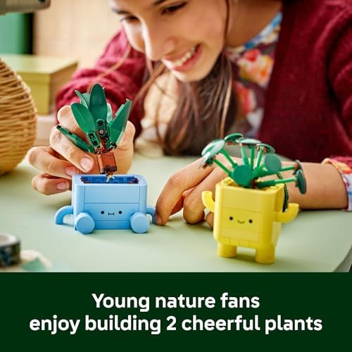 LEGO Botanicals Happy Plants Building Toy for Kids, Girls, and Boys 9+ - Playroom Decor for Desk or Shelf - Birthday Gift Idea for Young Gardeners - Artificial Indoor Plant for Play & Display - 10349 - Image 3