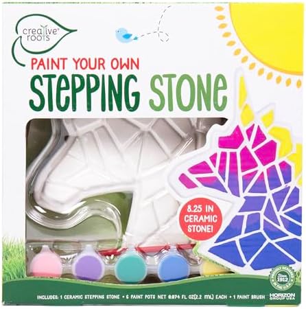 Creative Roots Mosaic Unicorn Stepping Stone, Includes 7-Inch Ceramic Stone & 6 Vibrant Paints, DIY Garden Stepping Stone Kit for Kids Ages 6+ by CreativeRoots