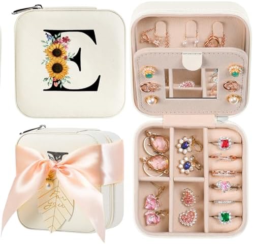 AYGXU Travel Jewelry Box for Women and Girls - Small Case With Initial A-Z - Teacher Gifts by AYGXU