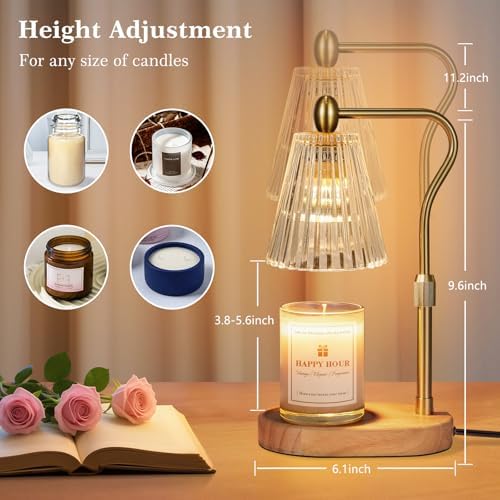 Imenlox Candle Warmer Lamp, with Remote Control, Timer & Dimmer, Adjustable Height, Christmas Birthday Mothers Day Gifts for Women Mom Her, House Warming New Home Thanksgiving Décor (Amber RC) - Image 5