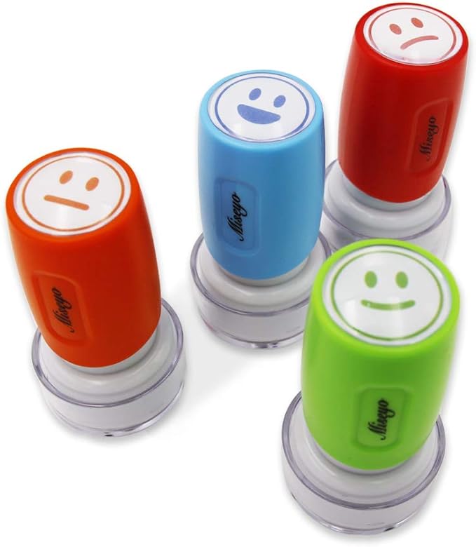 Miseyo Pre-Ink Teacher Stamp Set - 4 Color Mood Expressions
