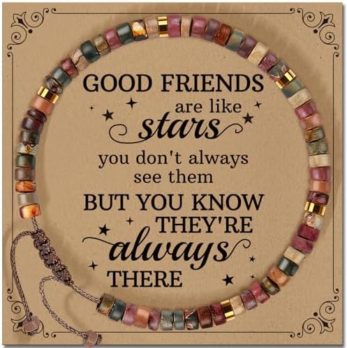 Inspirational Christmas Bracelet Gifts for Women: Healing Natural Stone Bracelet - Thinking of You Get Well Soon Birthday Gifts for Friend Sister Bestie BFF by ZOKCC