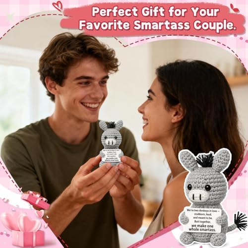 Funny Valentines Love Gift for Her Him Wife Husband Girlfriend Boyfriend - Anniversary Wedding Decoration - Small Crochet Donkey, Easter Basket Stuffer for Couples - Image 6