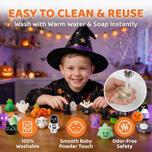 30 Pack Halloween Mochi Squishy Toys, Mini Squishies Halloween Toys Gifts Party Supplies for Kids, Squishy Goodie Bag Stuffers,Halloween Treat Bag Classroom Prizes for Kids - Image 4