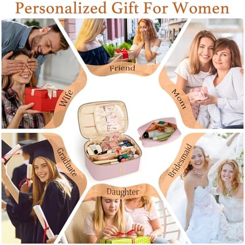 Personalized Initial Travel Makeup Toiletry Bag Gifts for Women - Image 2