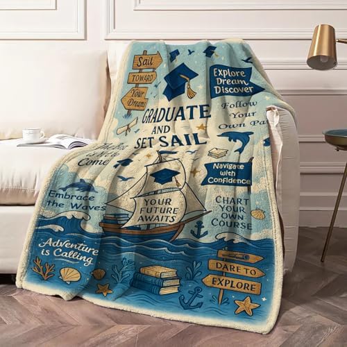 Graduation Gift Blanket, Inspirational Quote Throw for High School & College Grads, Unique Keepsake for Her or Him, Dorm Decor, 50'' x 60'', Grad Gifts, Birthday & Christmas - Image 4