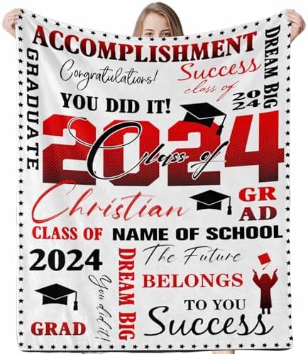 Personalized Blankets for Adults, Custom Picture Blankets Personalized Senior Class of 2024 Blankets with Photo and Name Personalized Blankets 30x40inch by Unknown