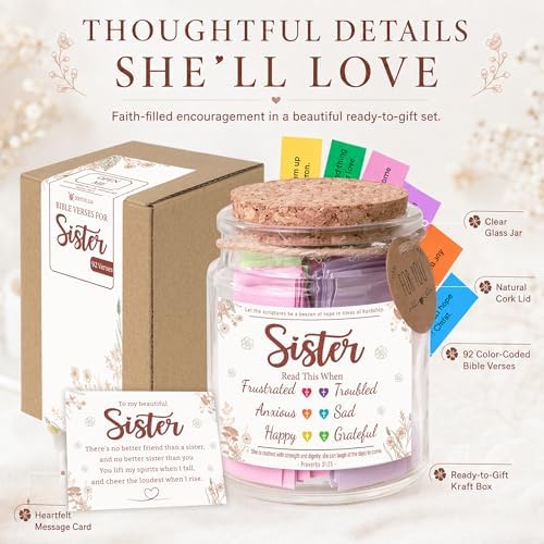 Bible Verses Jar for Sister – Graduation Day Gifts for Sister, Birthday Gifts for Sisters, Christian Gift for Women, Girls - Image 4