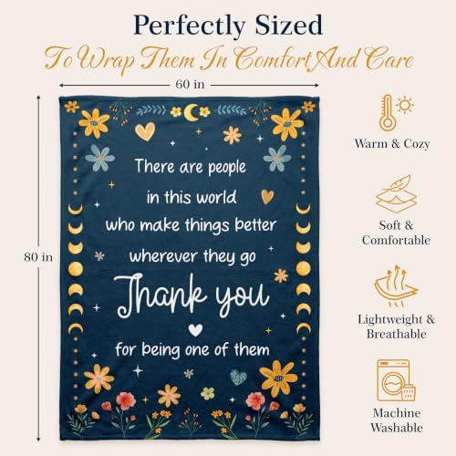 WRAPIX Thank You Gifts for Women Men - Soft Fleece Throw Blanket 60x80 in - Image 5