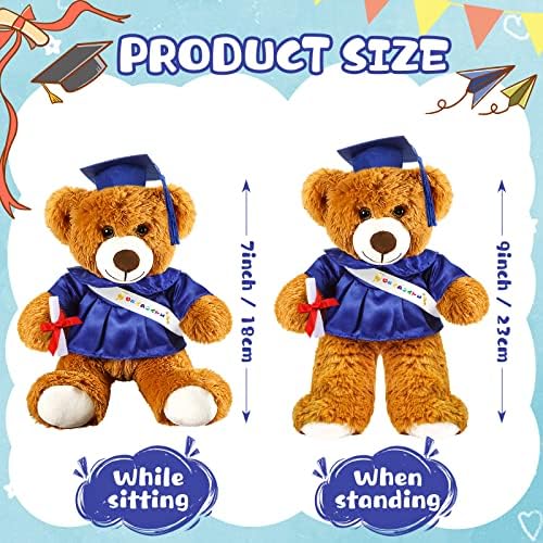 Foilswirl Graduation Bear 2026 with Gown Cap Tassel 9” Royal Blue Graduation Stuffed Animal Plush Bear Toy for Class of 2026 Prek Preschool Kindergarten High School College Graduate Gift - Image 2