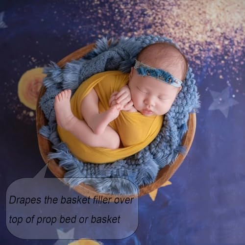 Zeroest Newborn Baby Photography Props Basket Filler Blanket (Blue) - Image 5