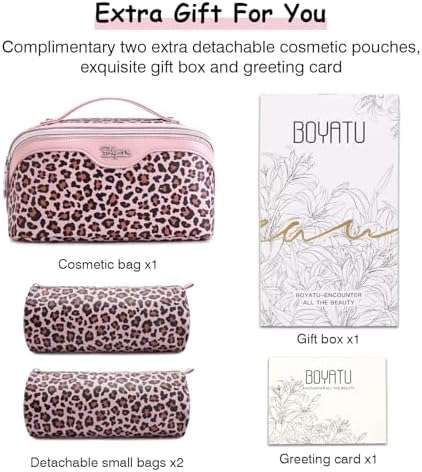 BOYATU Travel Makeup Bag Organizer: 3 Pcs Leopard Cometic Bag Set for Women - Image 5